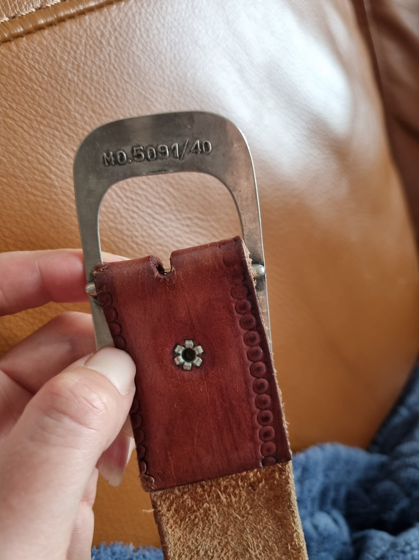 Vintage tooled leather belt