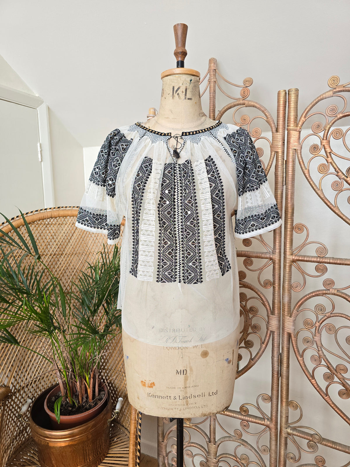 Vintage embroidered Romanian blouse