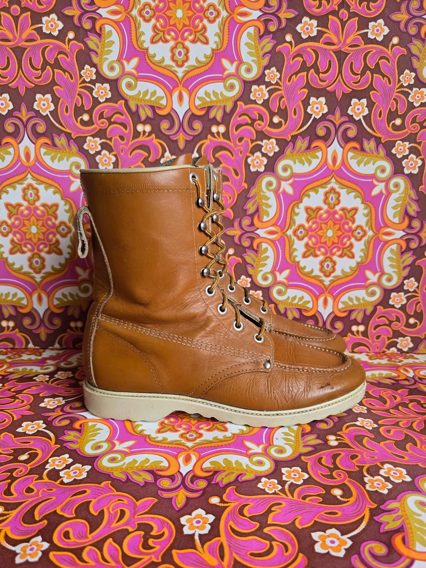 Vintage ankle lace leather boots size uk 6 Eur 39 us 8