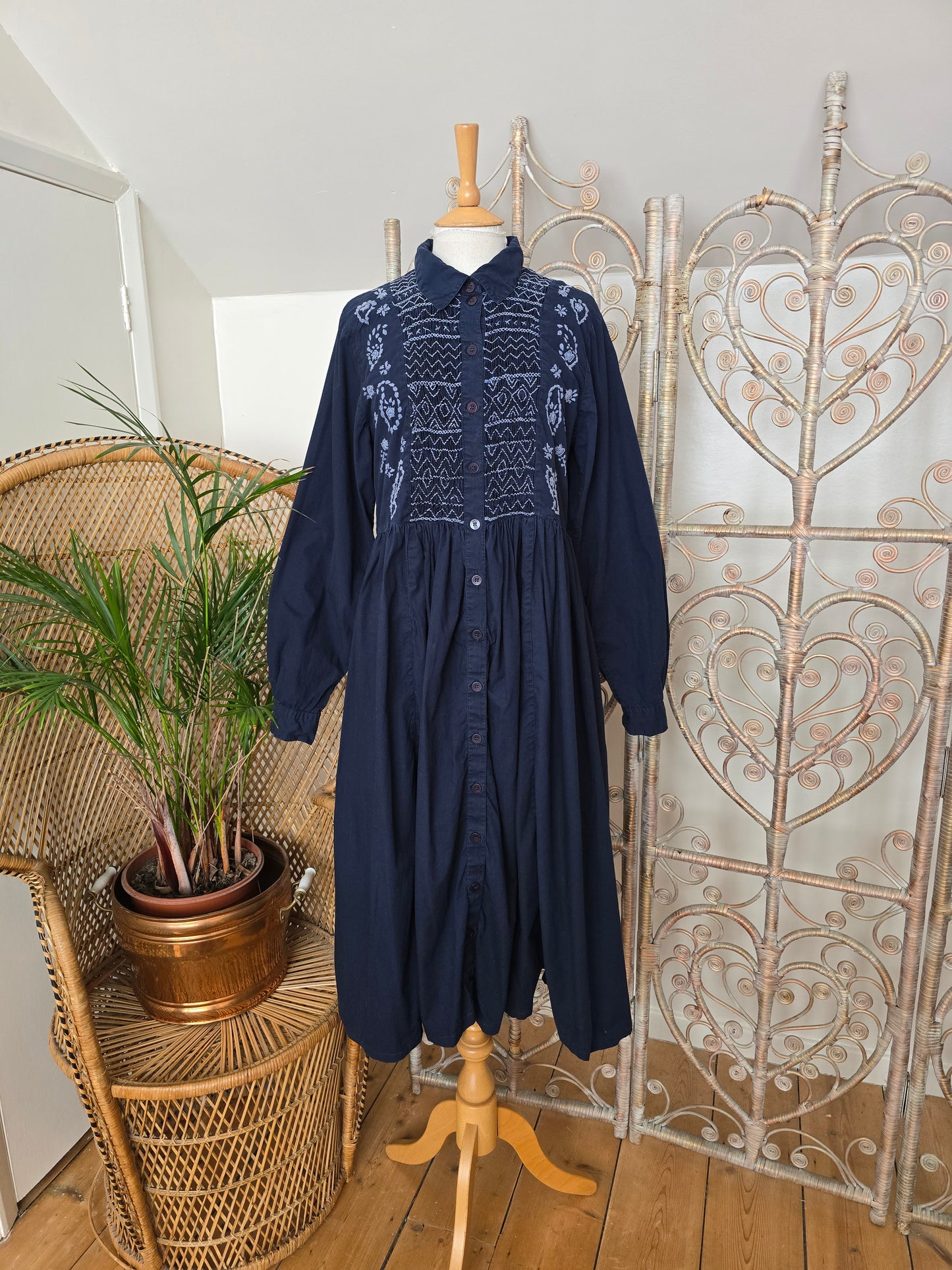 Vintage Monsoon shirring smock dress
