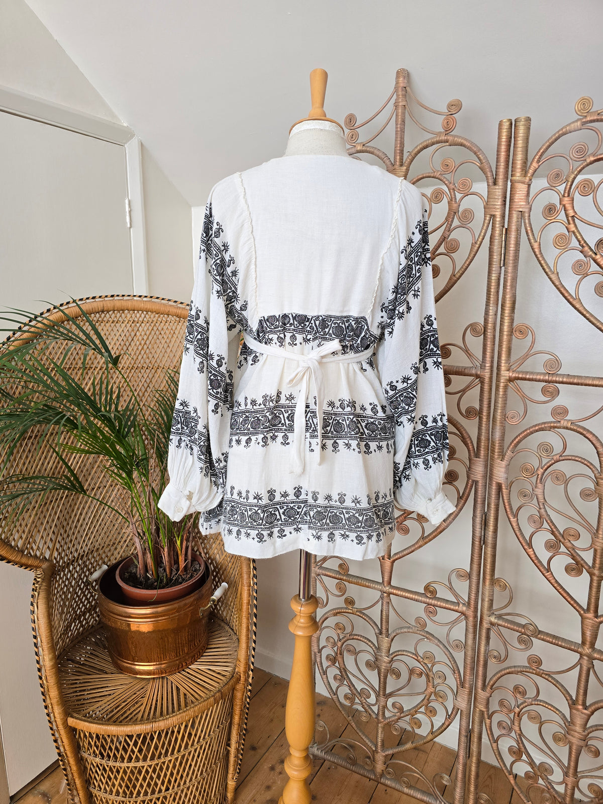 Vintage cotton balloon sleeves tunic