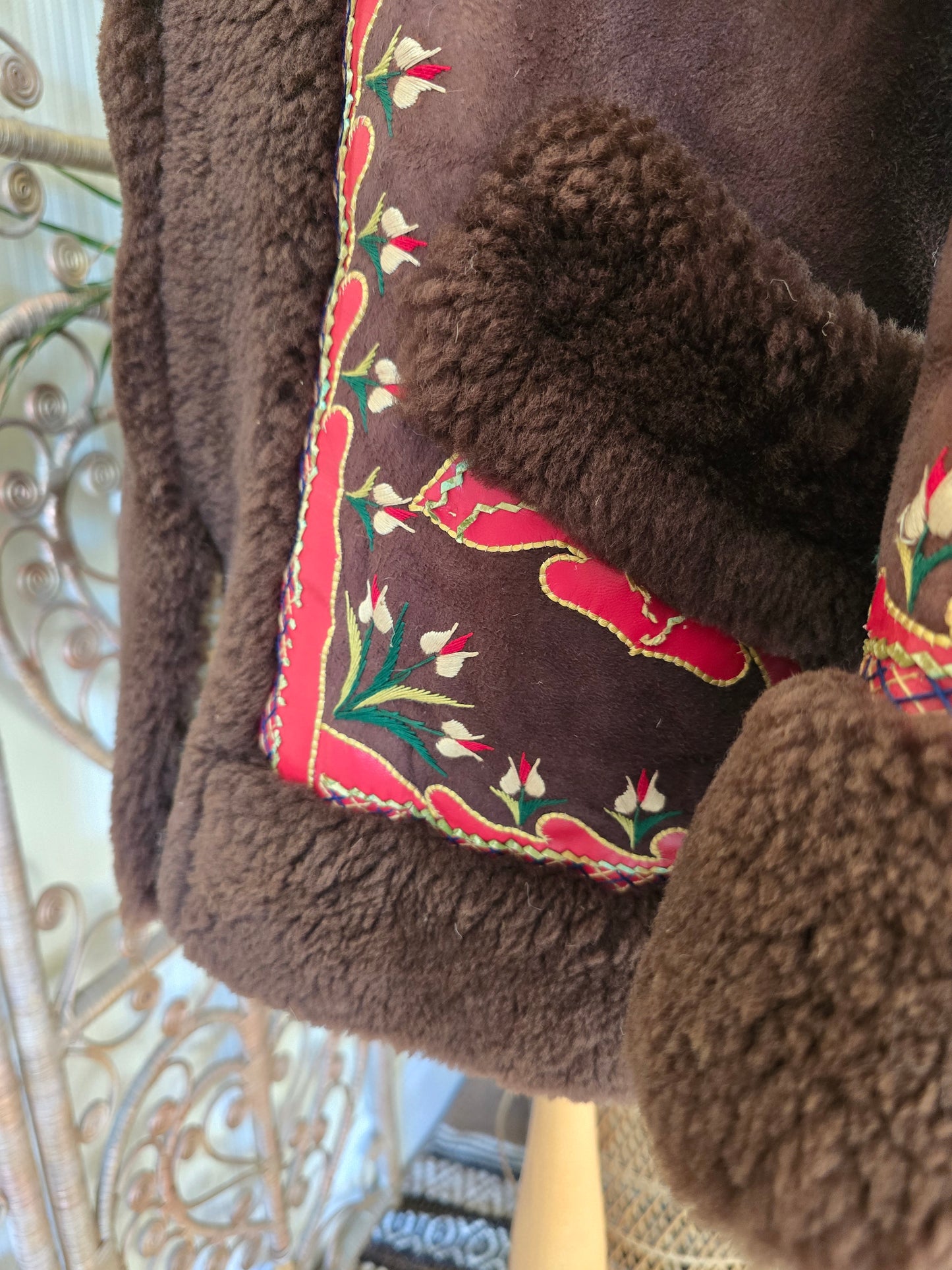 Vintage embroidered sheepskin Polish coat