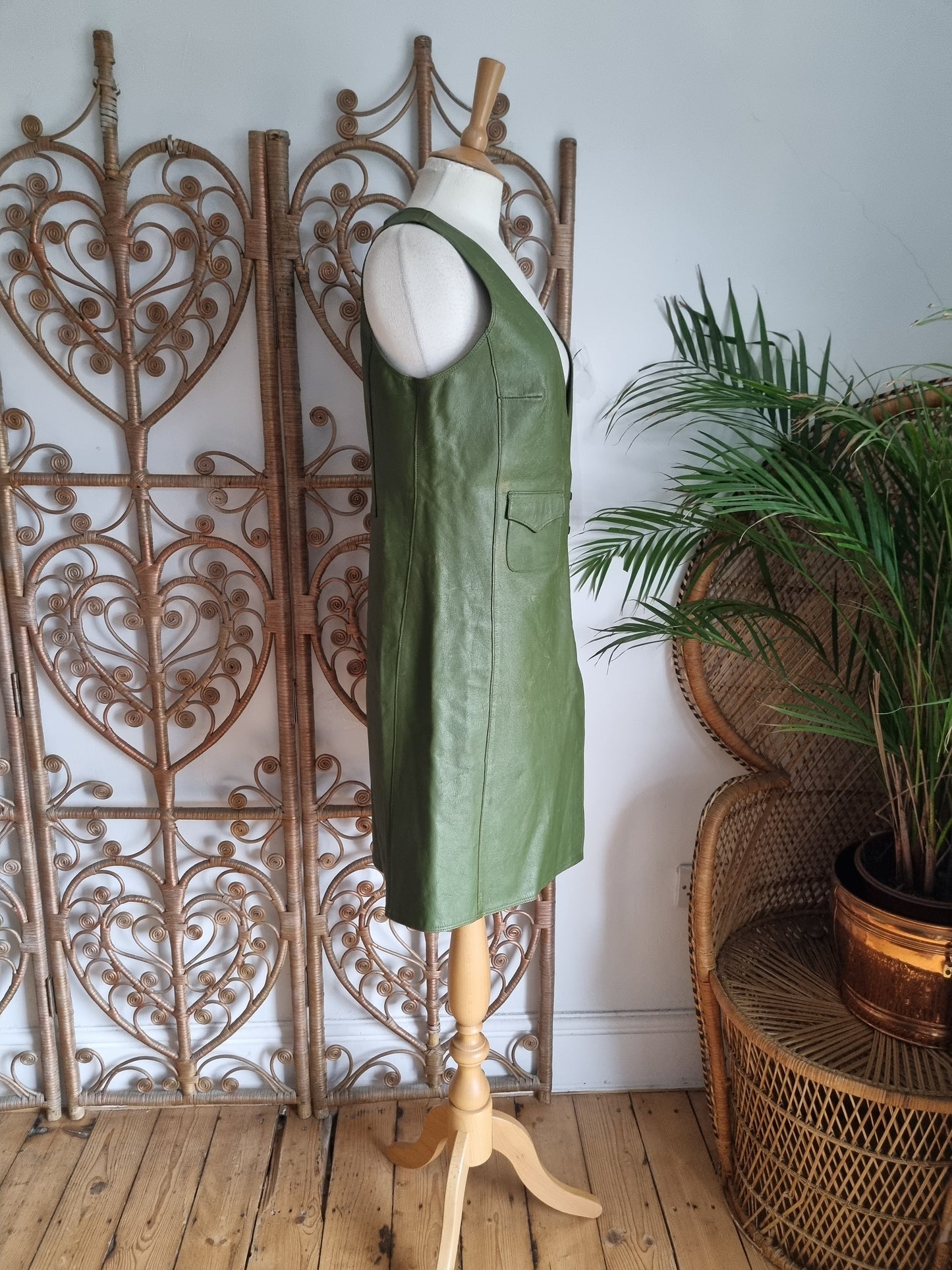 Vintage green leather dress
