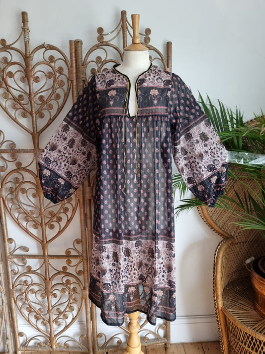 Vintage indian print lurex dress