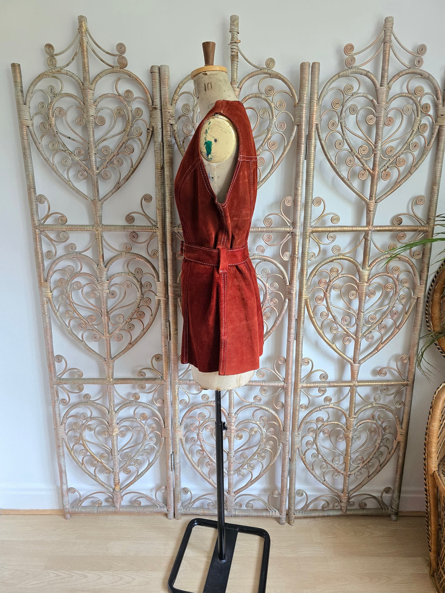 Vintage suede tunic waistcoat