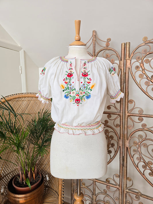 Vintage Hungarian embroidered blouse