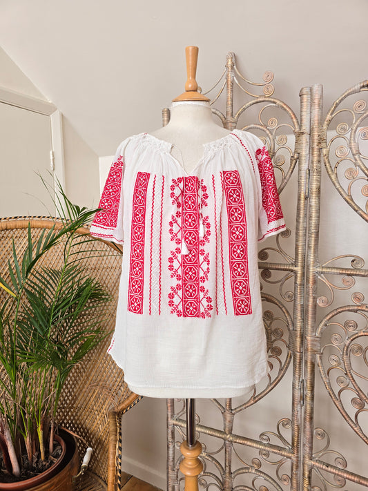 Vintage Romanian cheesecloth blouse