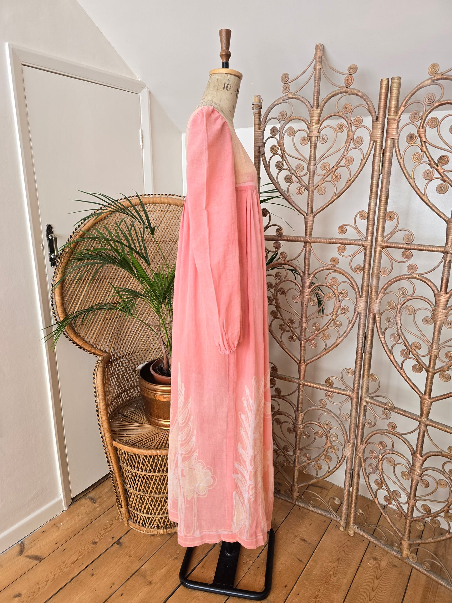 Vintage cotton smock maxi dress