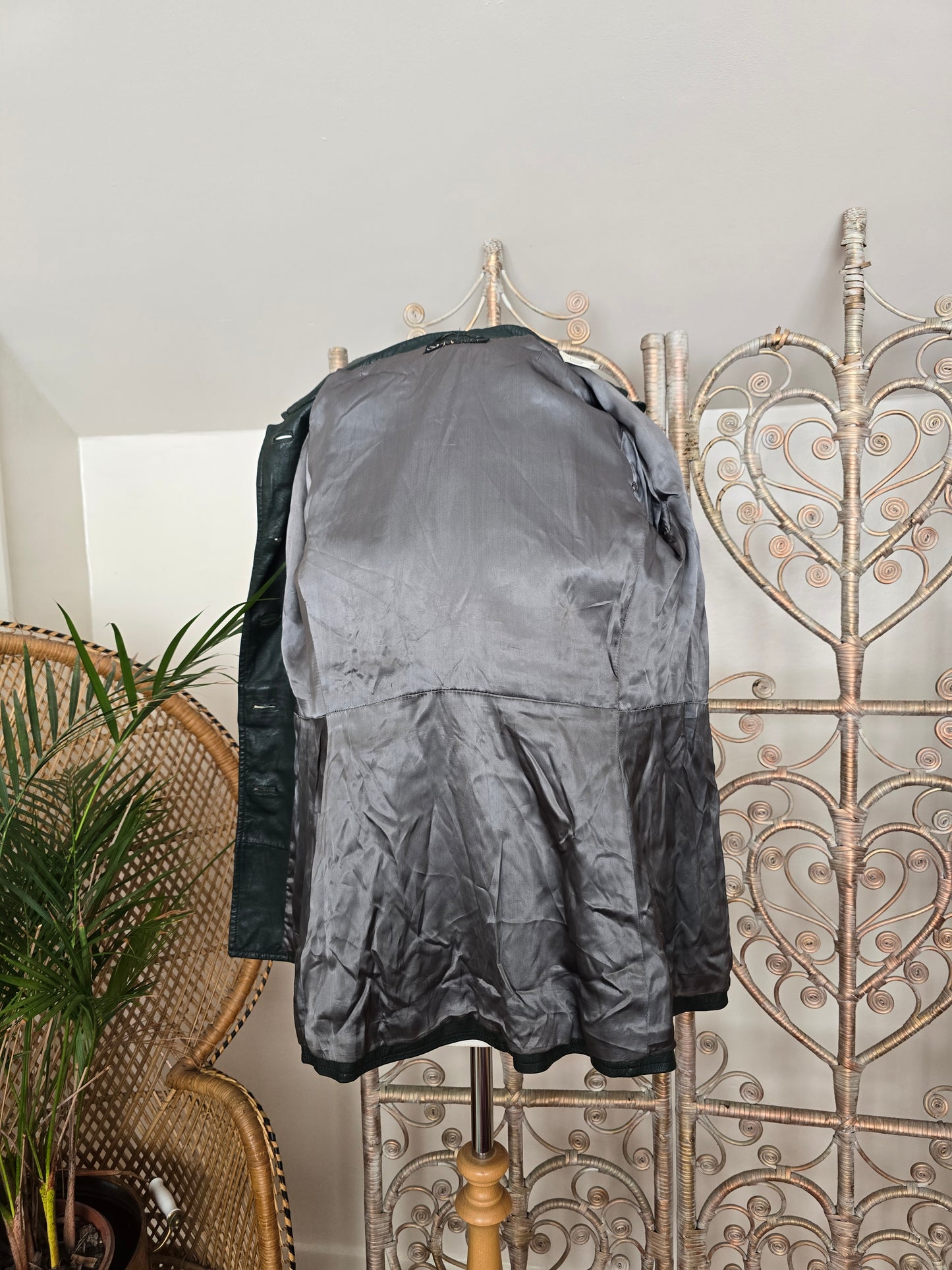 Vintage leather peak collar jacket