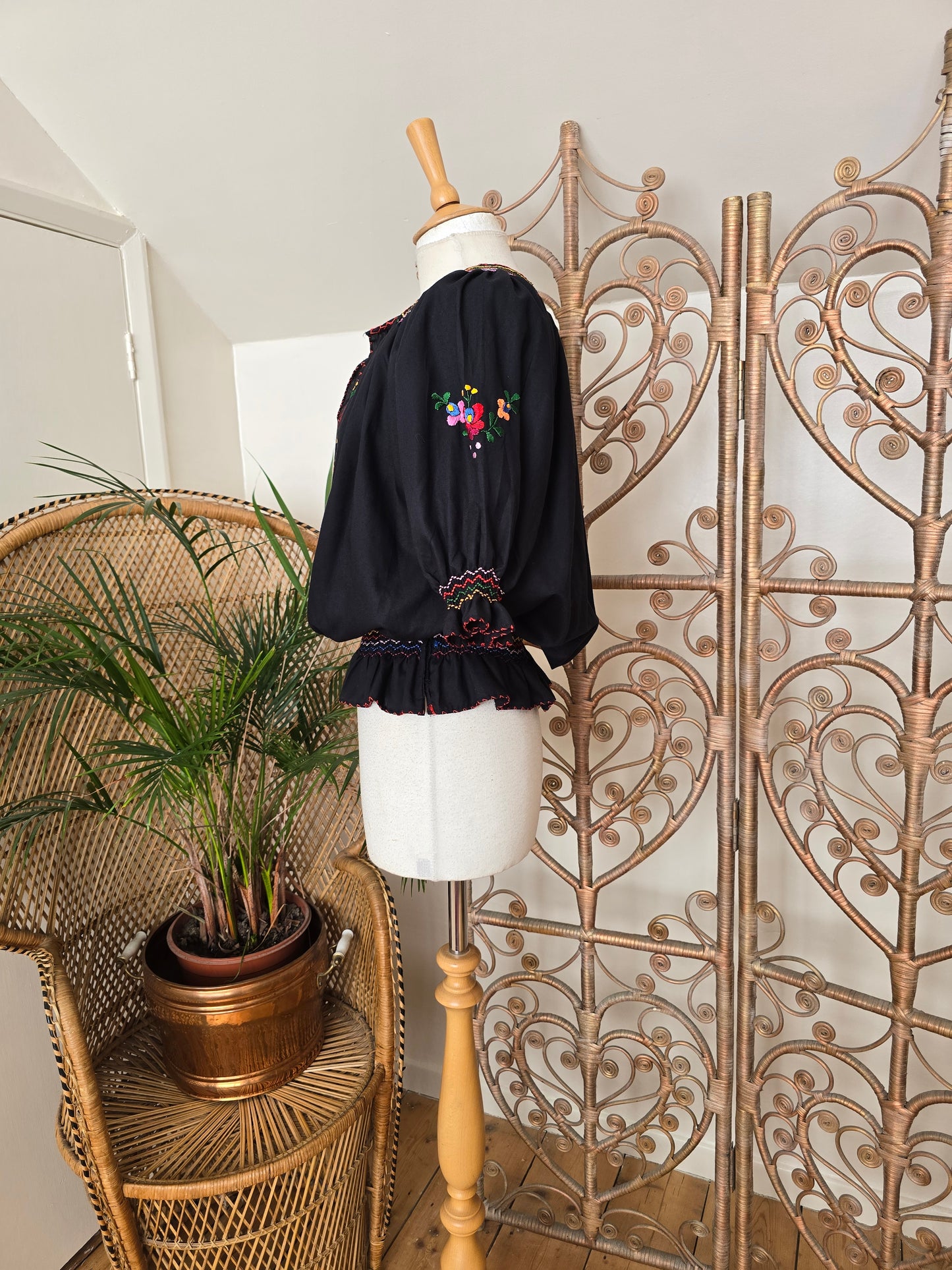 Vintage Hungarian embroidered blouse