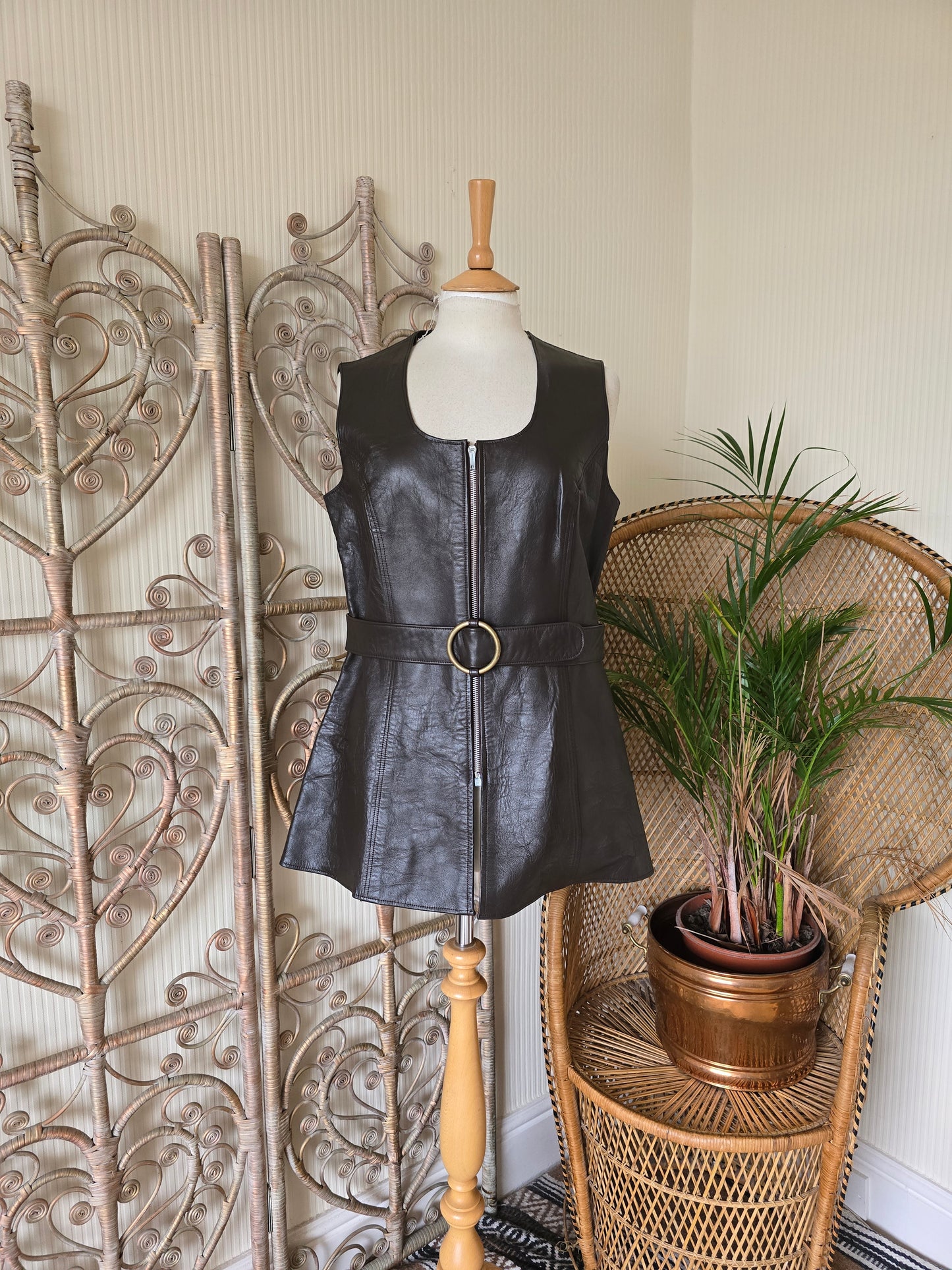 Reserved please dont buy  Vintage leather tunic waistcoat