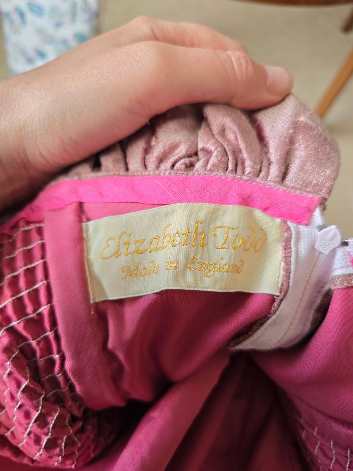 Vintage style Elizabeth Todd rose raw silk dress