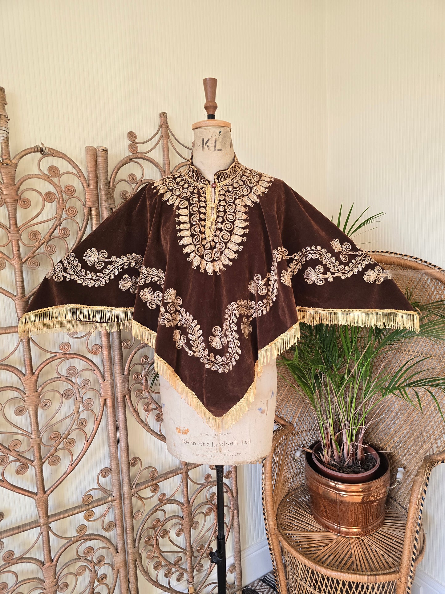 Vintage velvet cape poncho