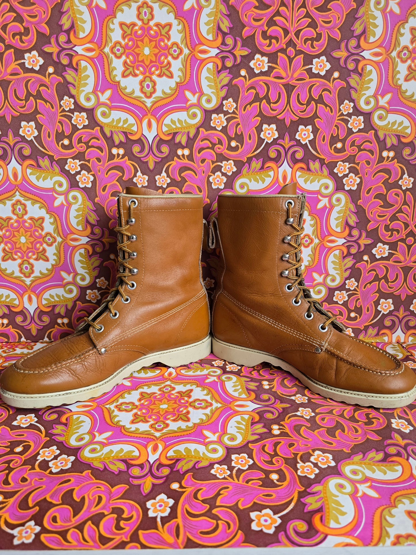 Vintage ankle lace leather boots size uk 6 Eur 39 us 8