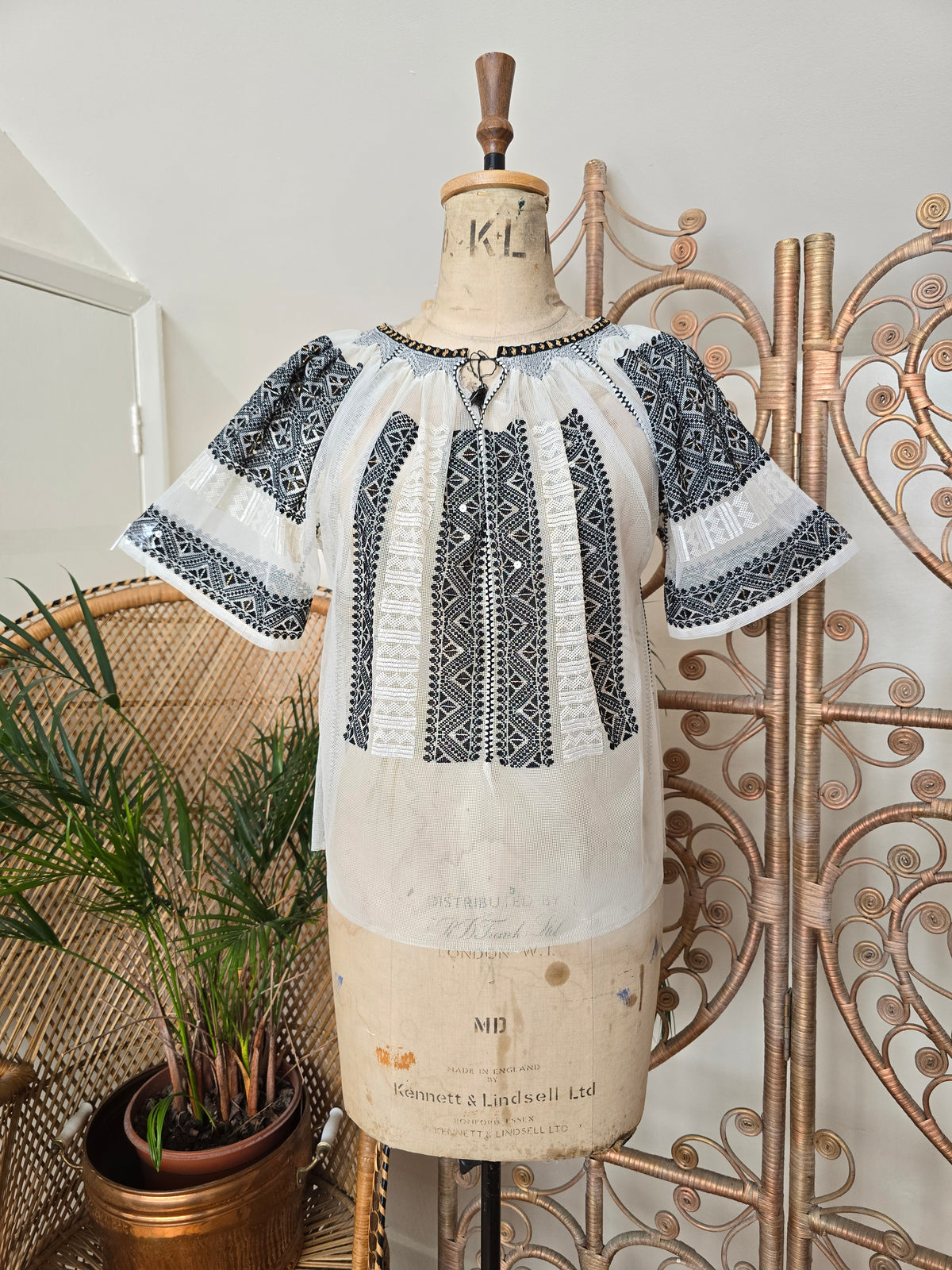 Vintage embroidered Romanian blouse
