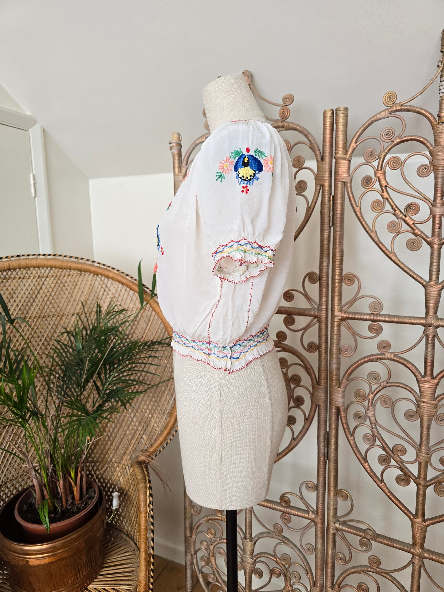 Vintage Hungarian embroidered blouse