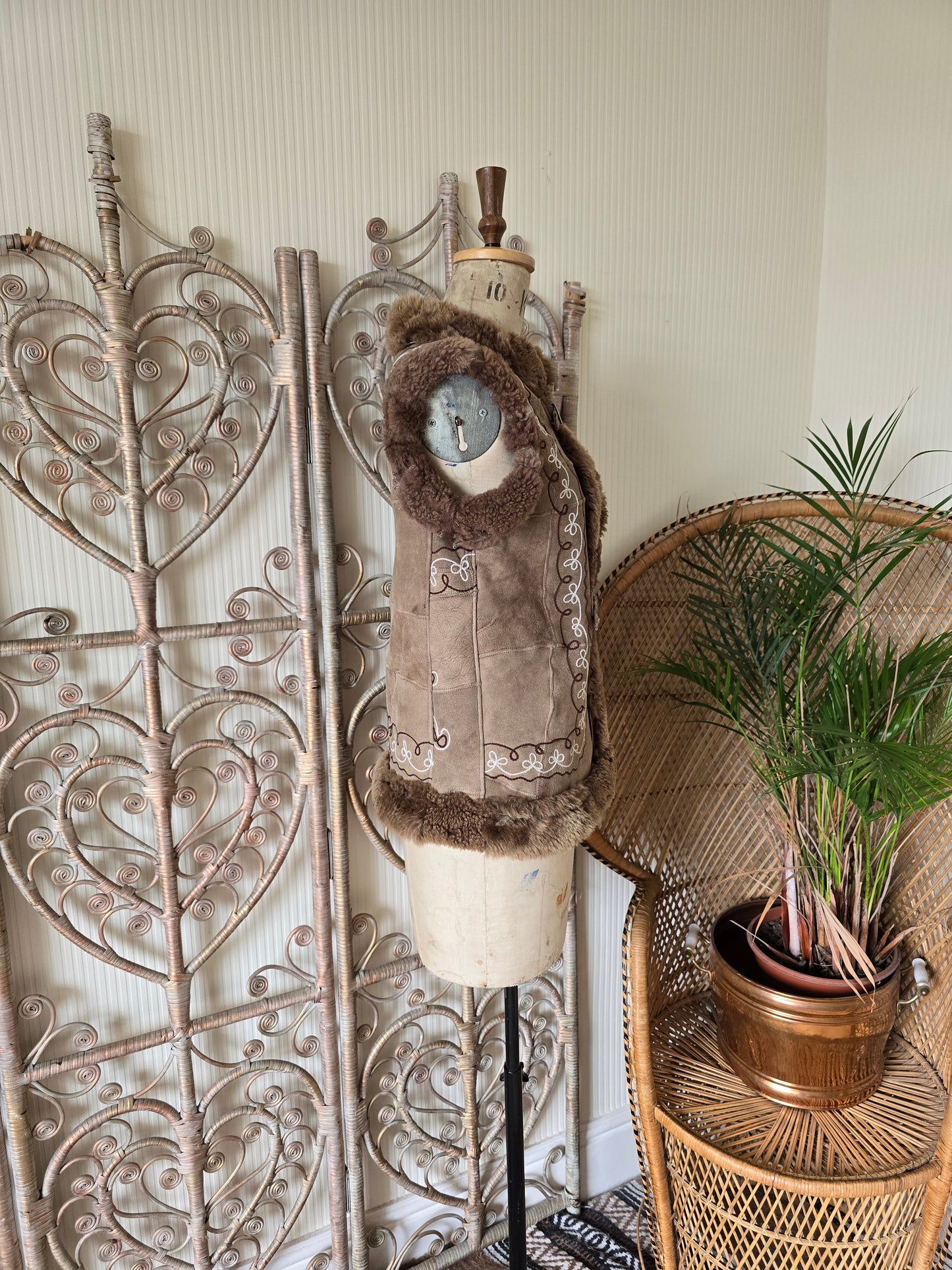 Vintage sheepskin waistcoat