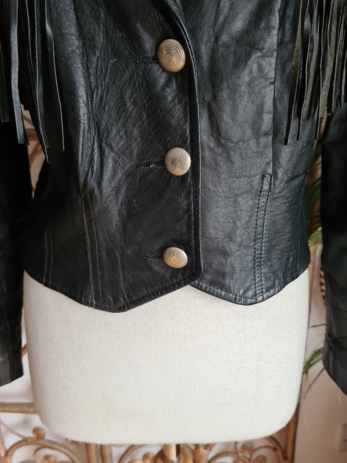 Vintage leather fringe jacket