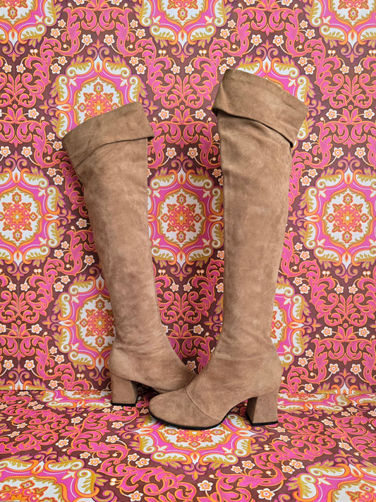 Vintage over the knee suede leather boots size uk 5/6  Eur 38/39 us 7/8