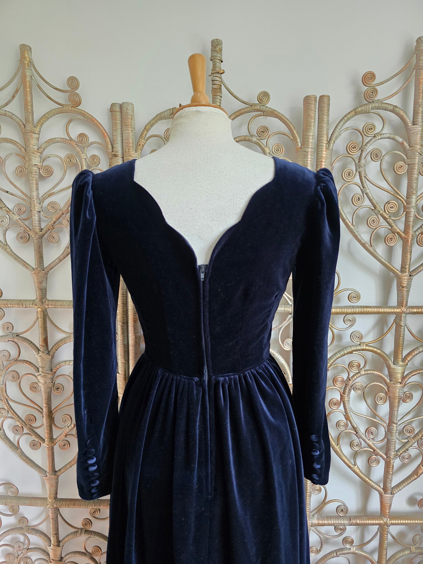 Vintage blue Laura Ashley velvet dress S