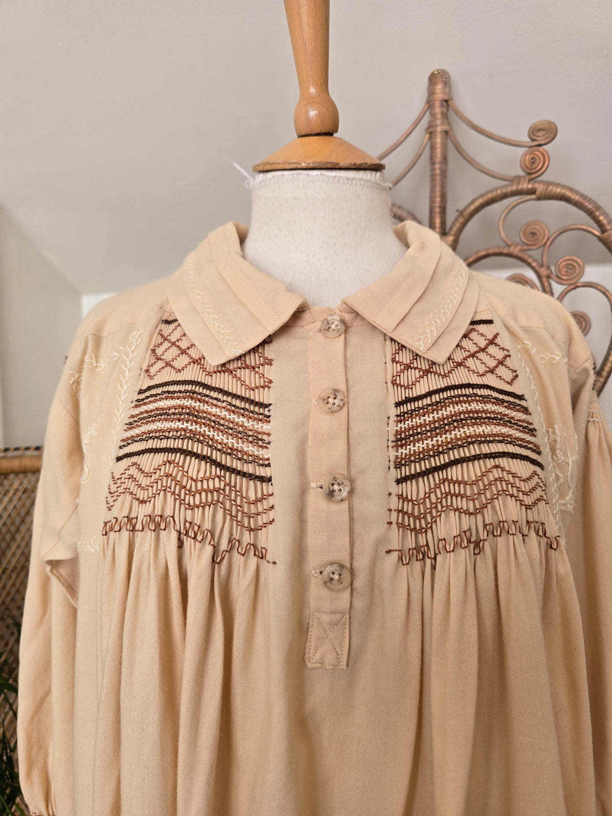 Vintage shirring smock dress