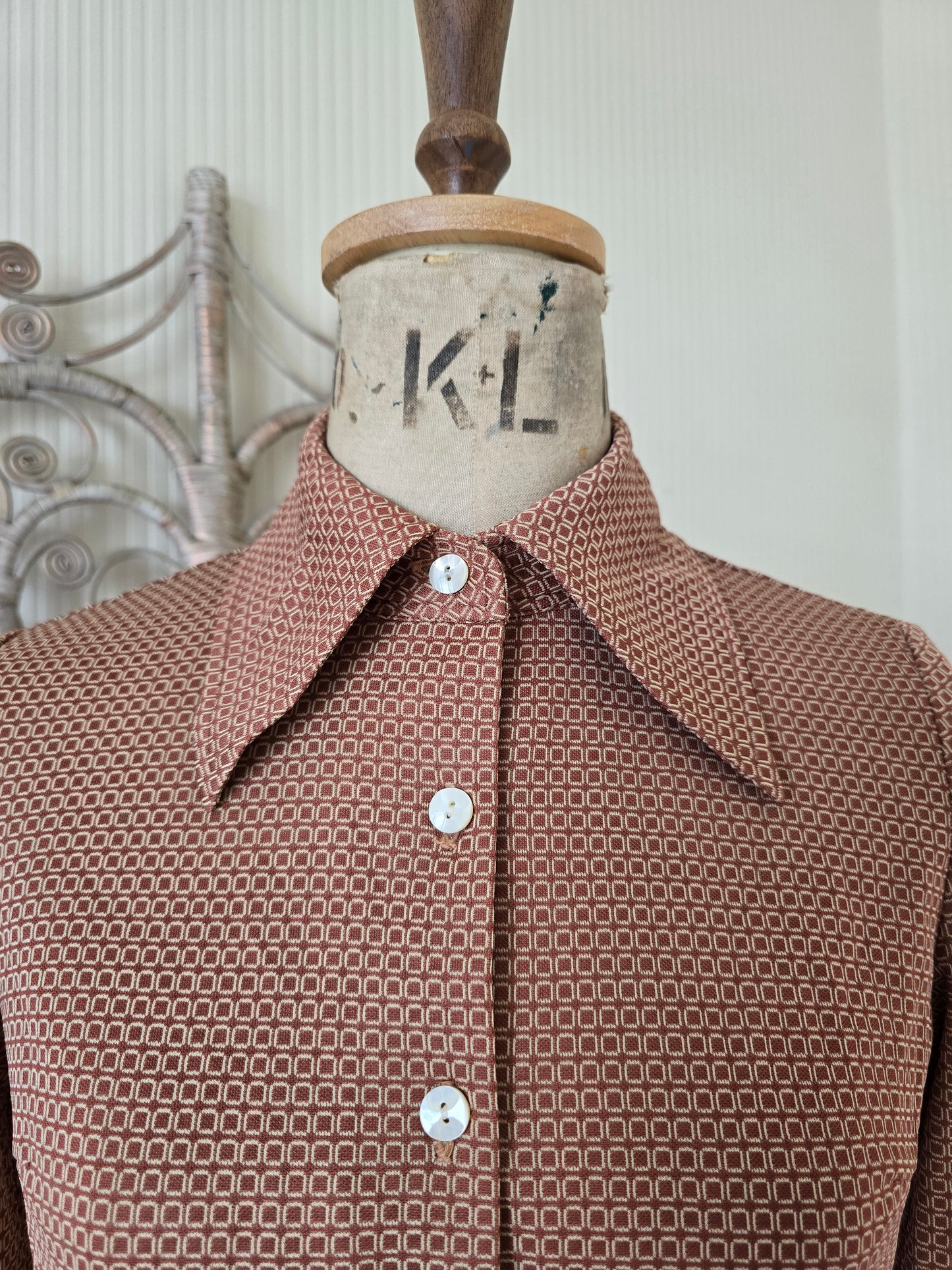 Vintage brown check blouse