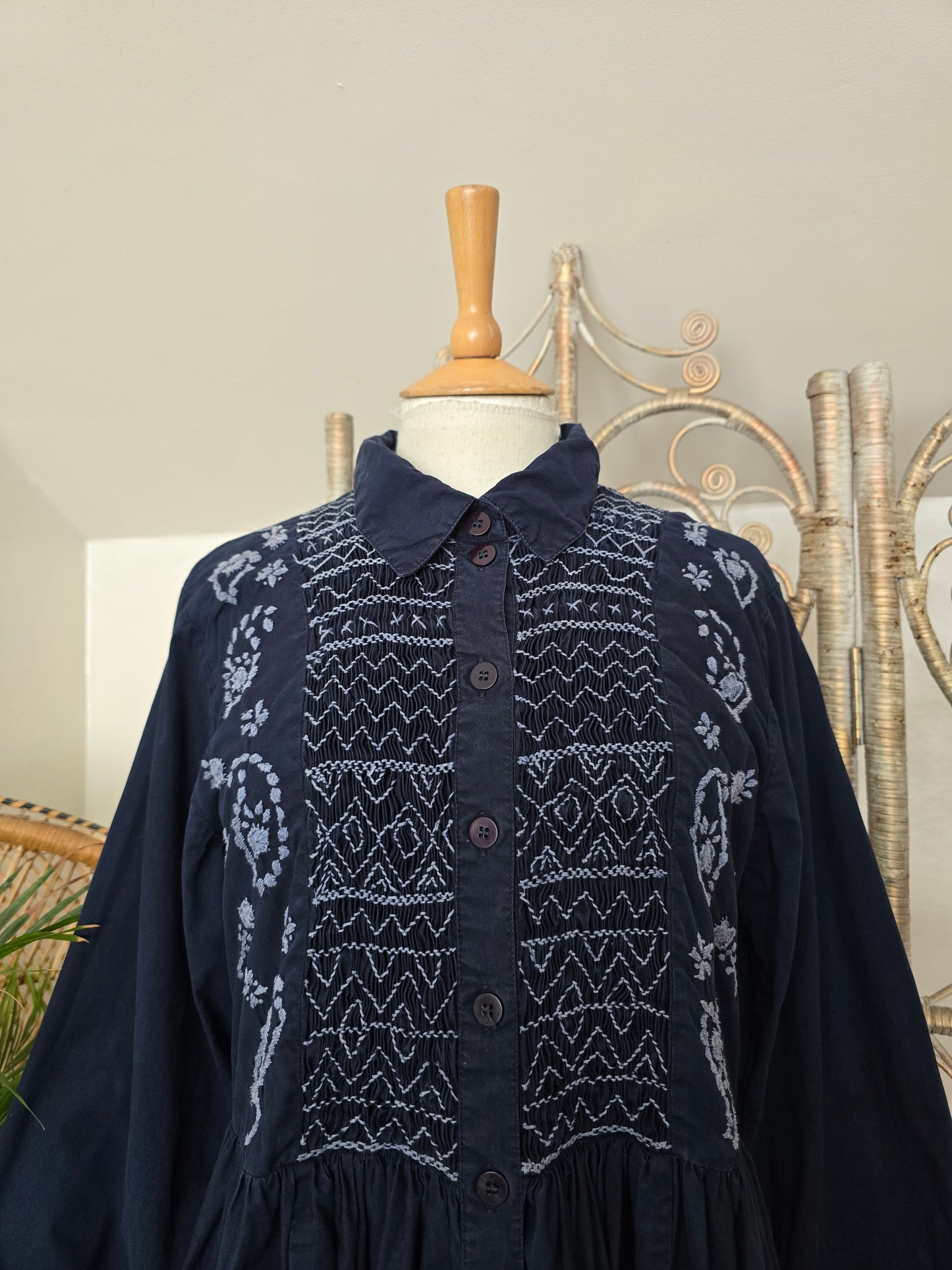 Vintage Monsoon shirring smock dress