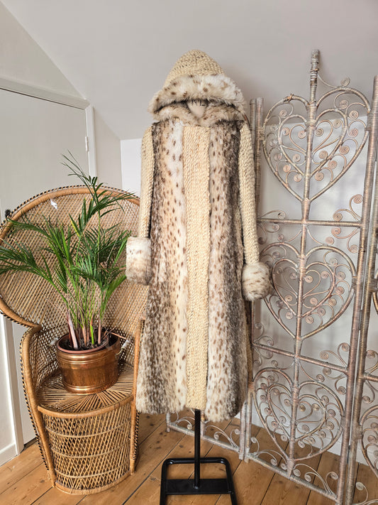 Vintage hooded Astraka faux fur coat