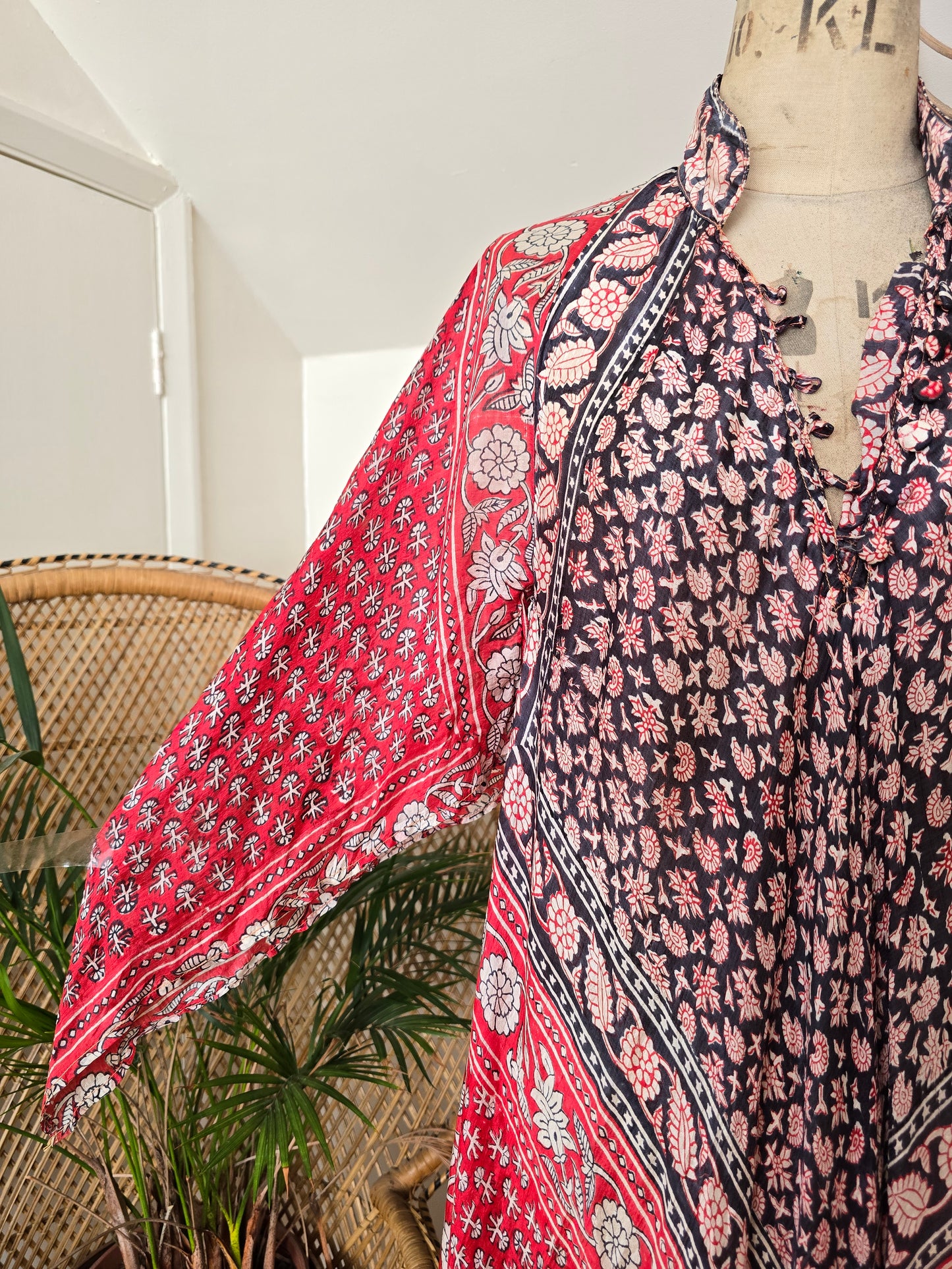 Vintage silk Indian kaftan dress
