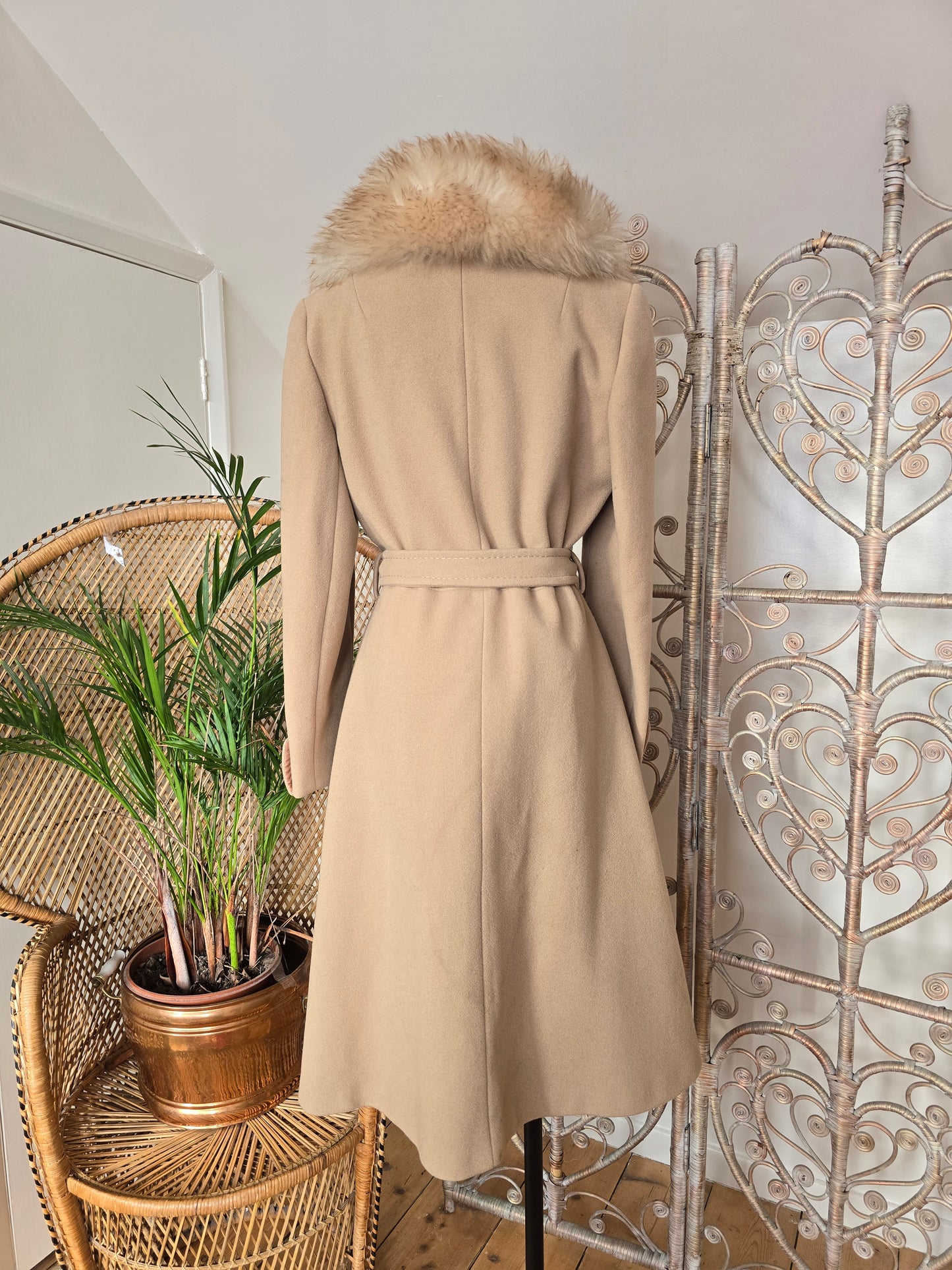 Vintage wool sheepskin collar coat
