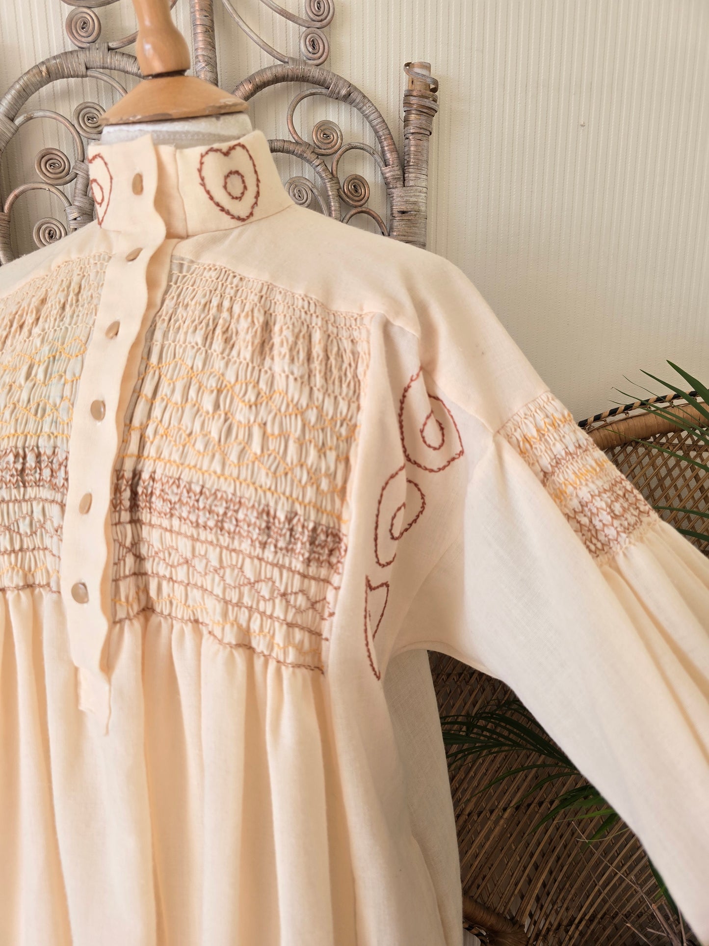 Vintage shirring smock dress L XL