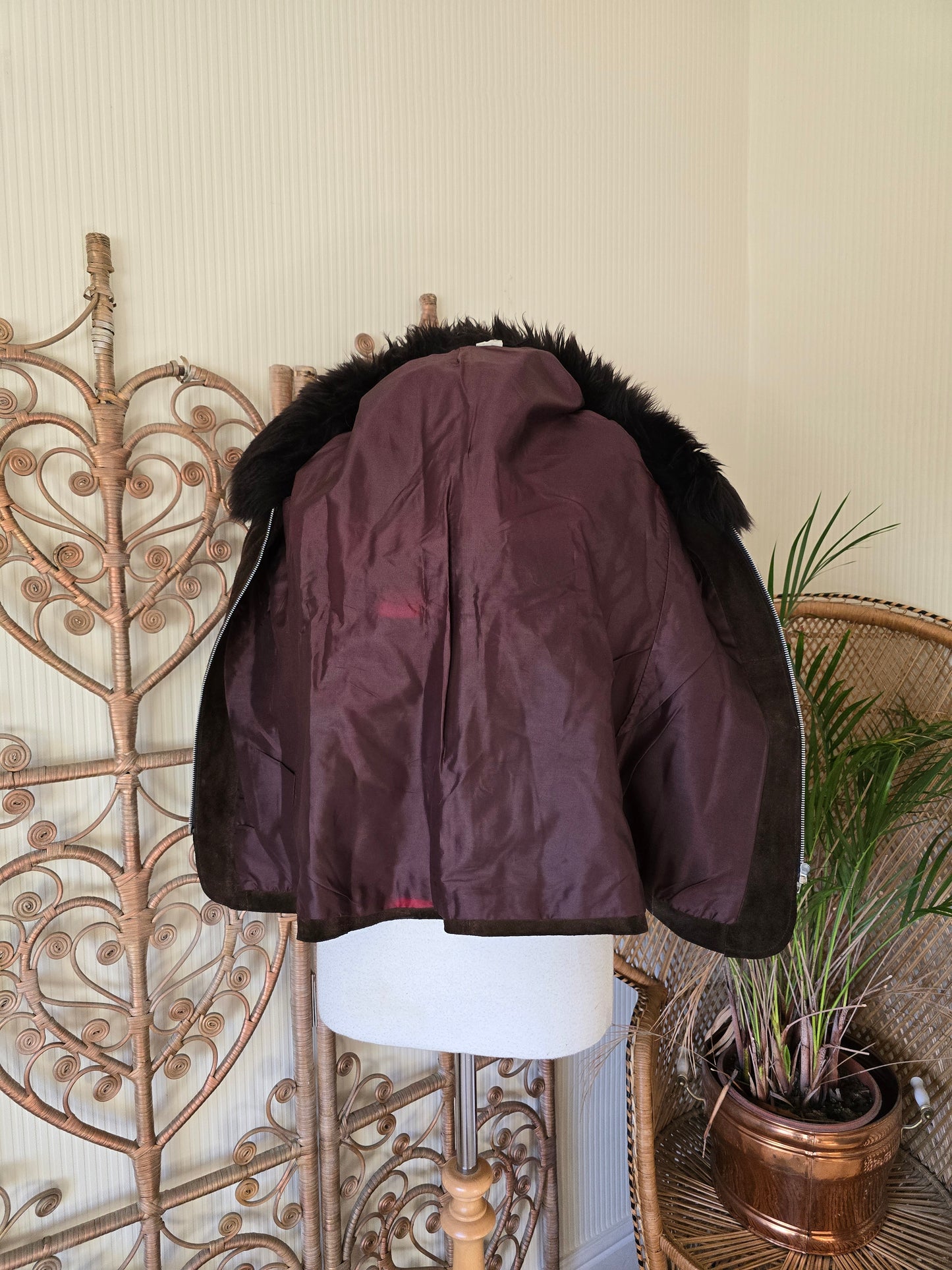 Vintage suede Sheepskin collar coat