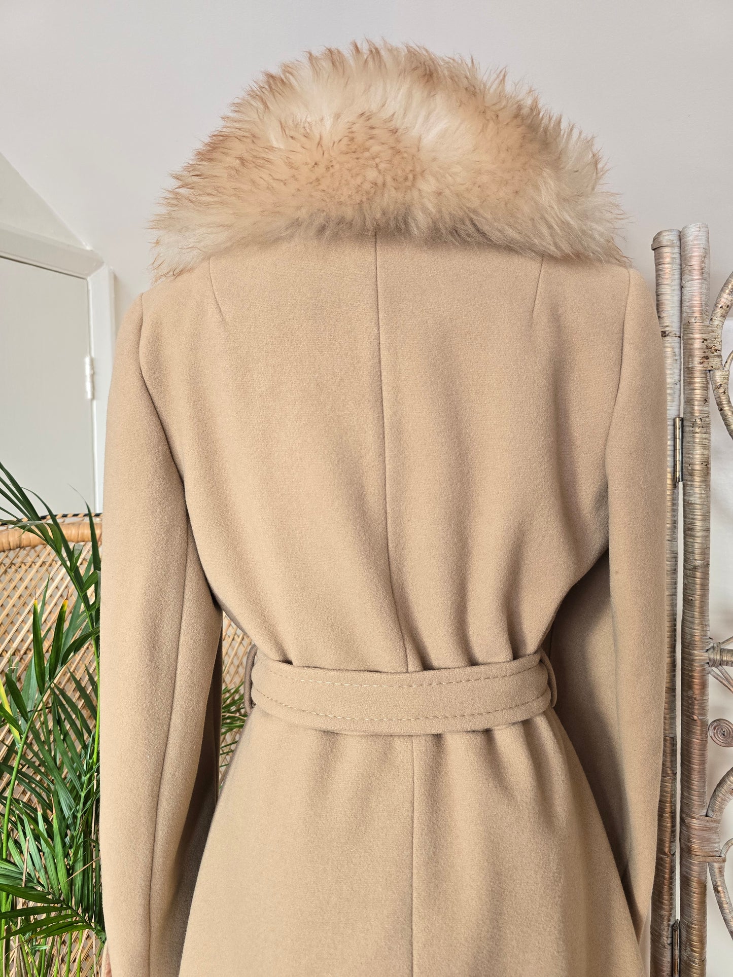 Vintage wool sheepskin collar coat