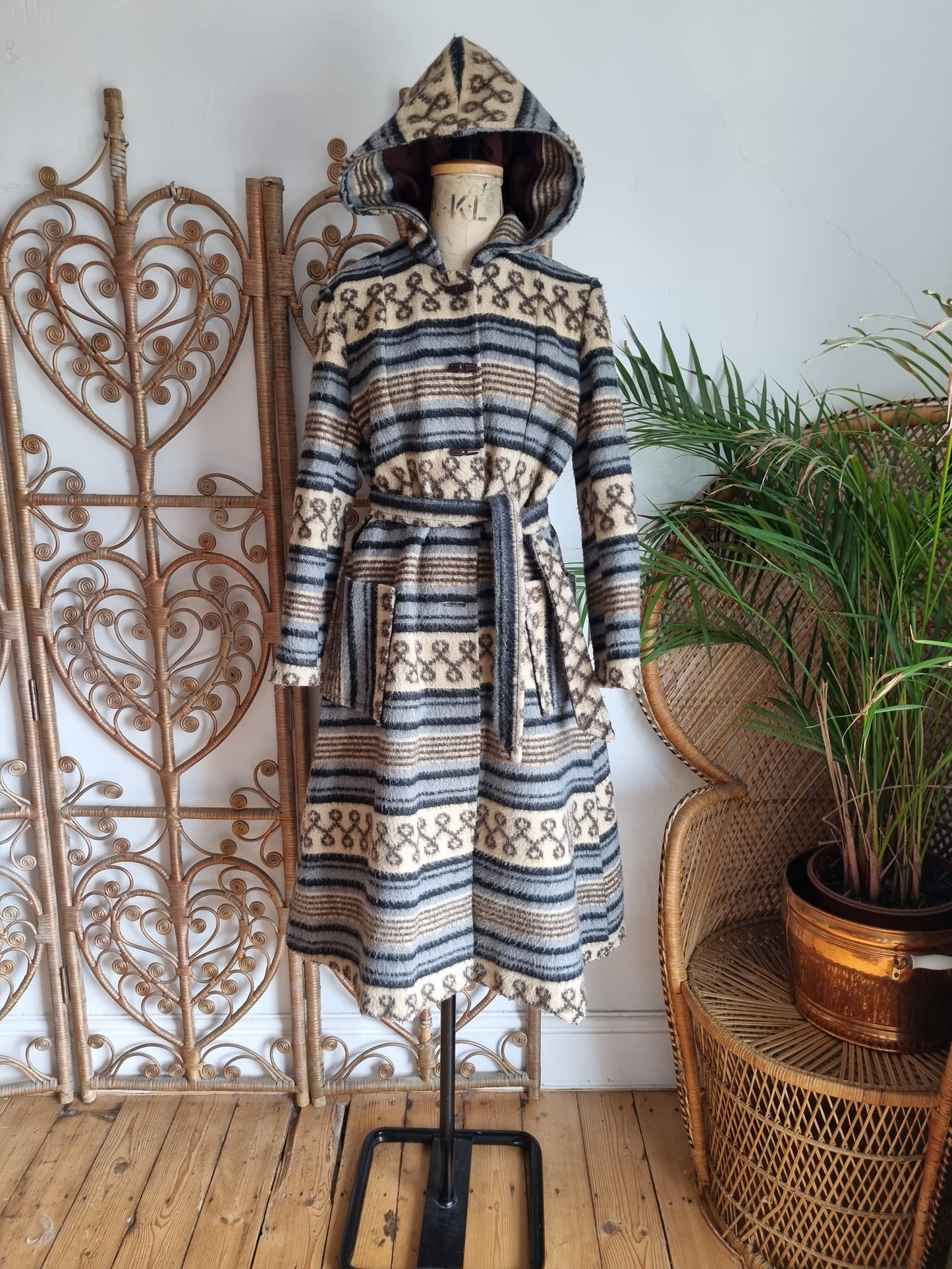 Vintage blanket 70s coat S