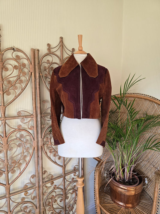 Vintage suede beagle collar jacket