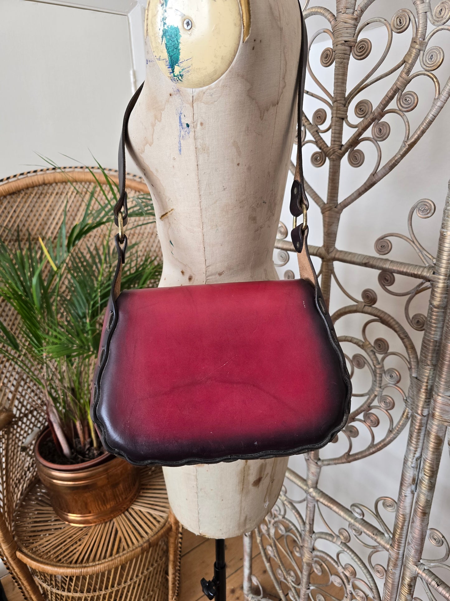 Vintage leather tooled bag