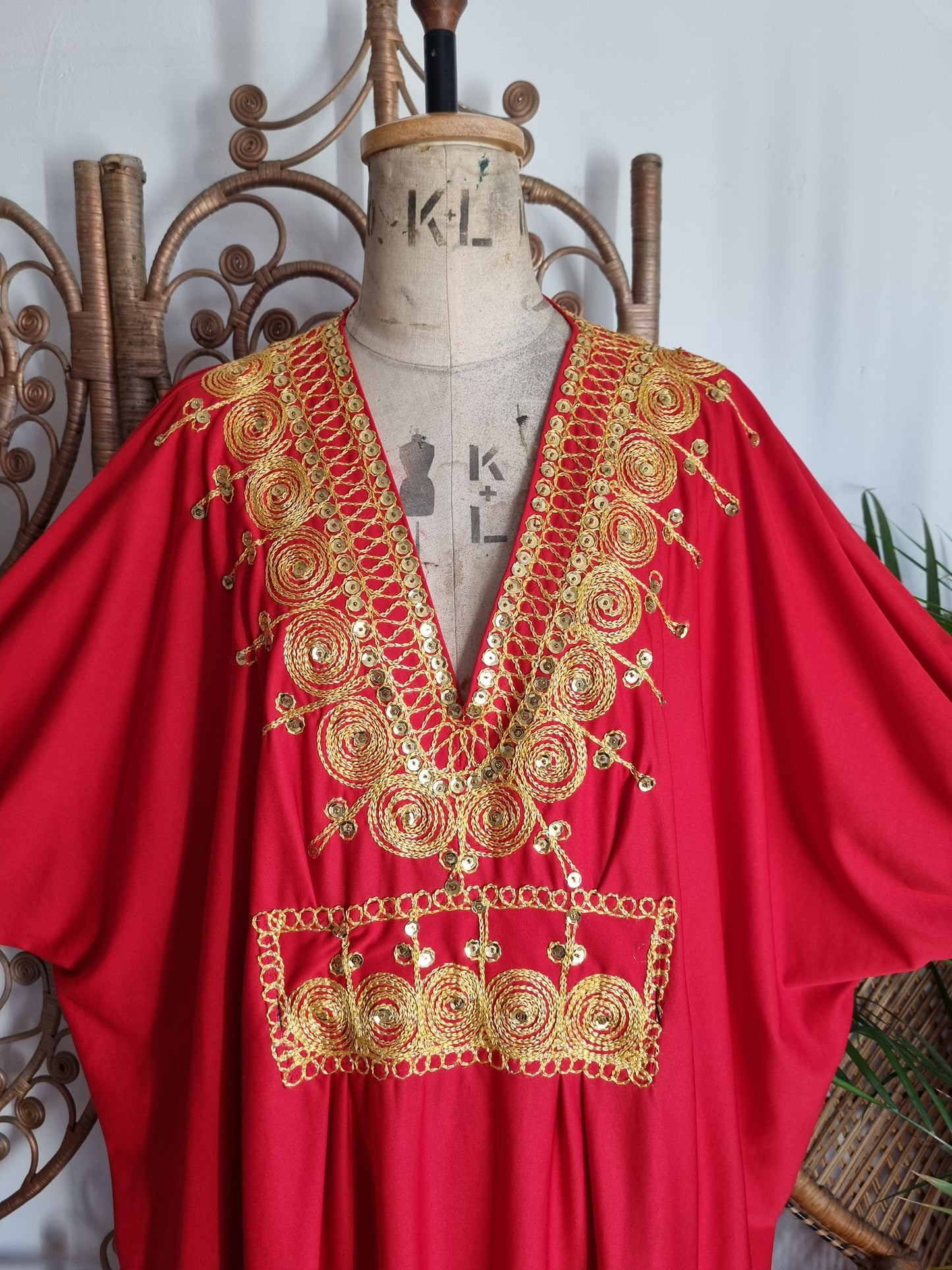 Vintage embroidered cape dress