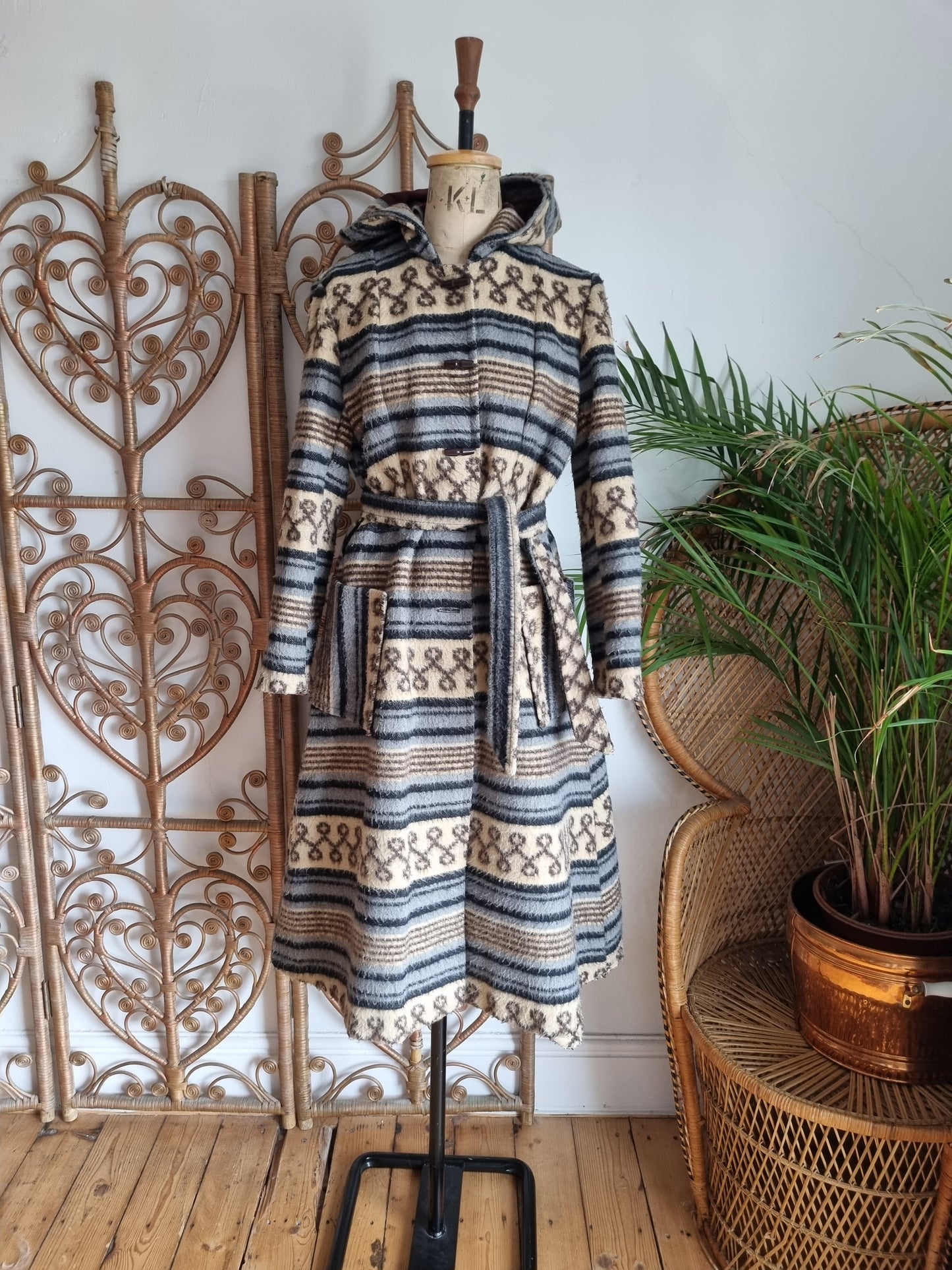 Vintage blanket 70s coat S