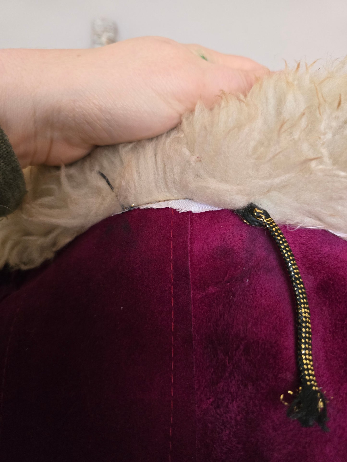 Vintage suede Sheepskin collar cuff coat