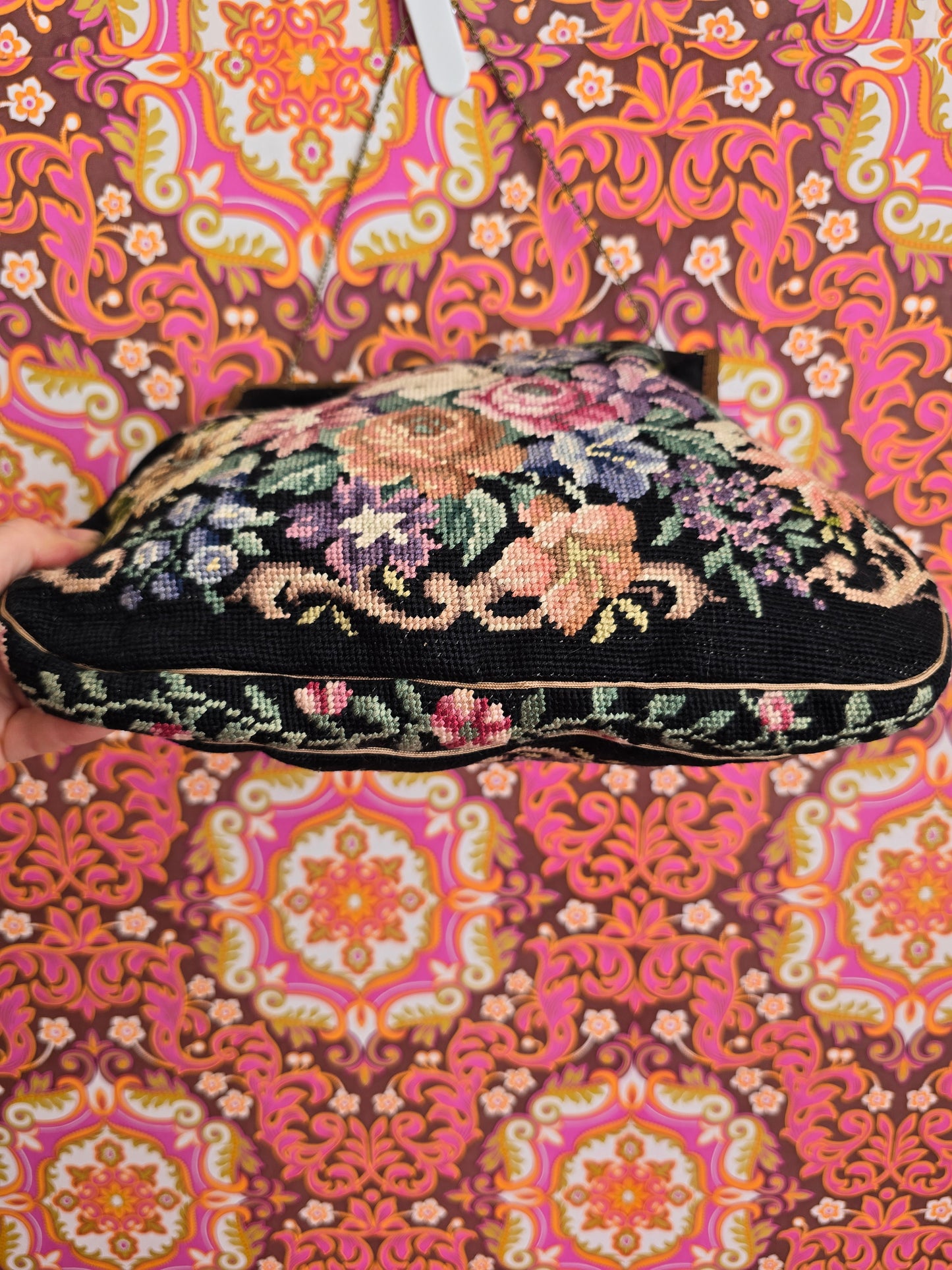 Vintage tapestry carpet purse hand bag