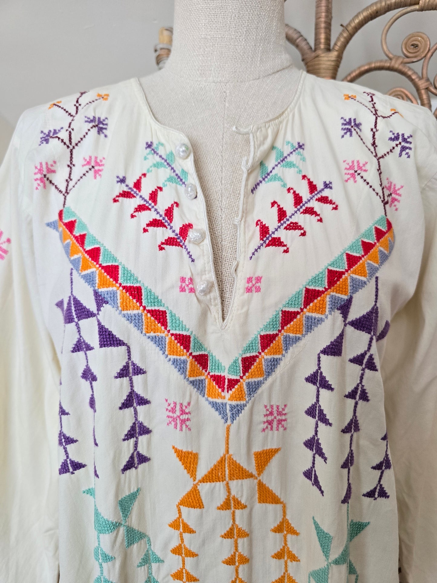Vintage embroidered kaftan dress