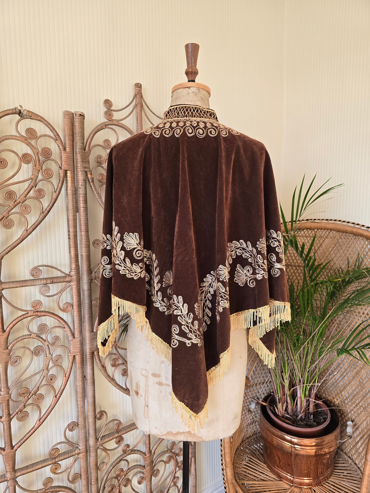 Vintage velvet cape poncho