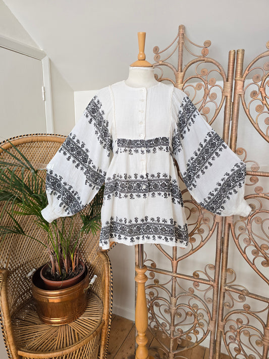 Vintage cotton balloon sleeves tunic