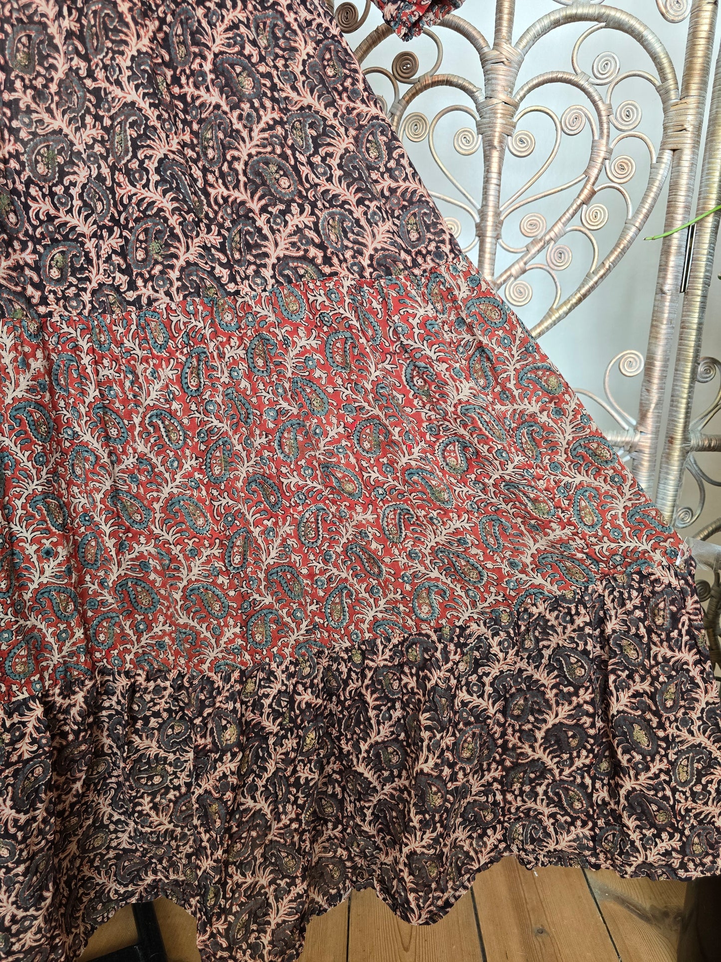 Vintage phool Indian cotton maxi dress S