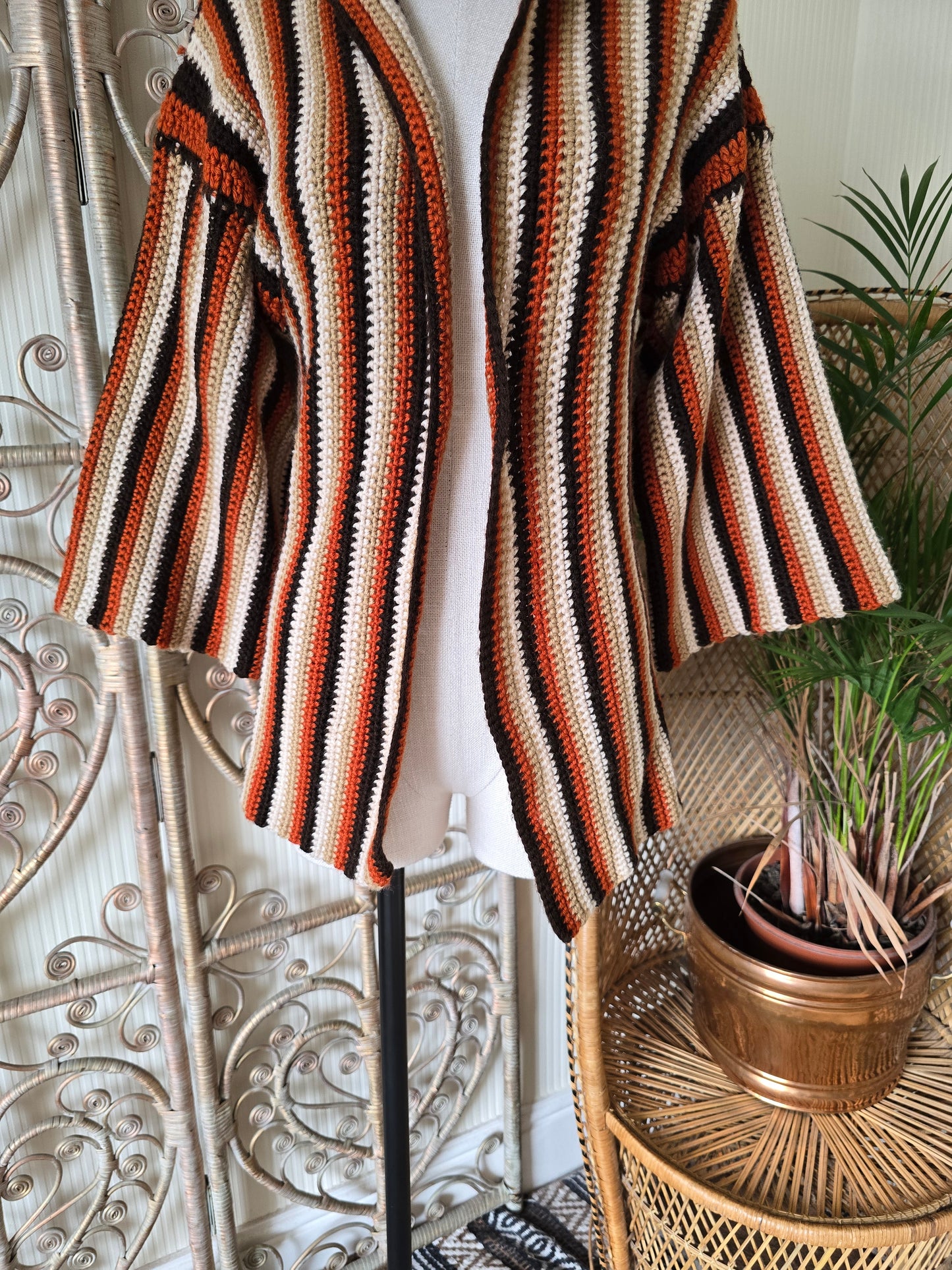 Vintage hooded crochet cardigan