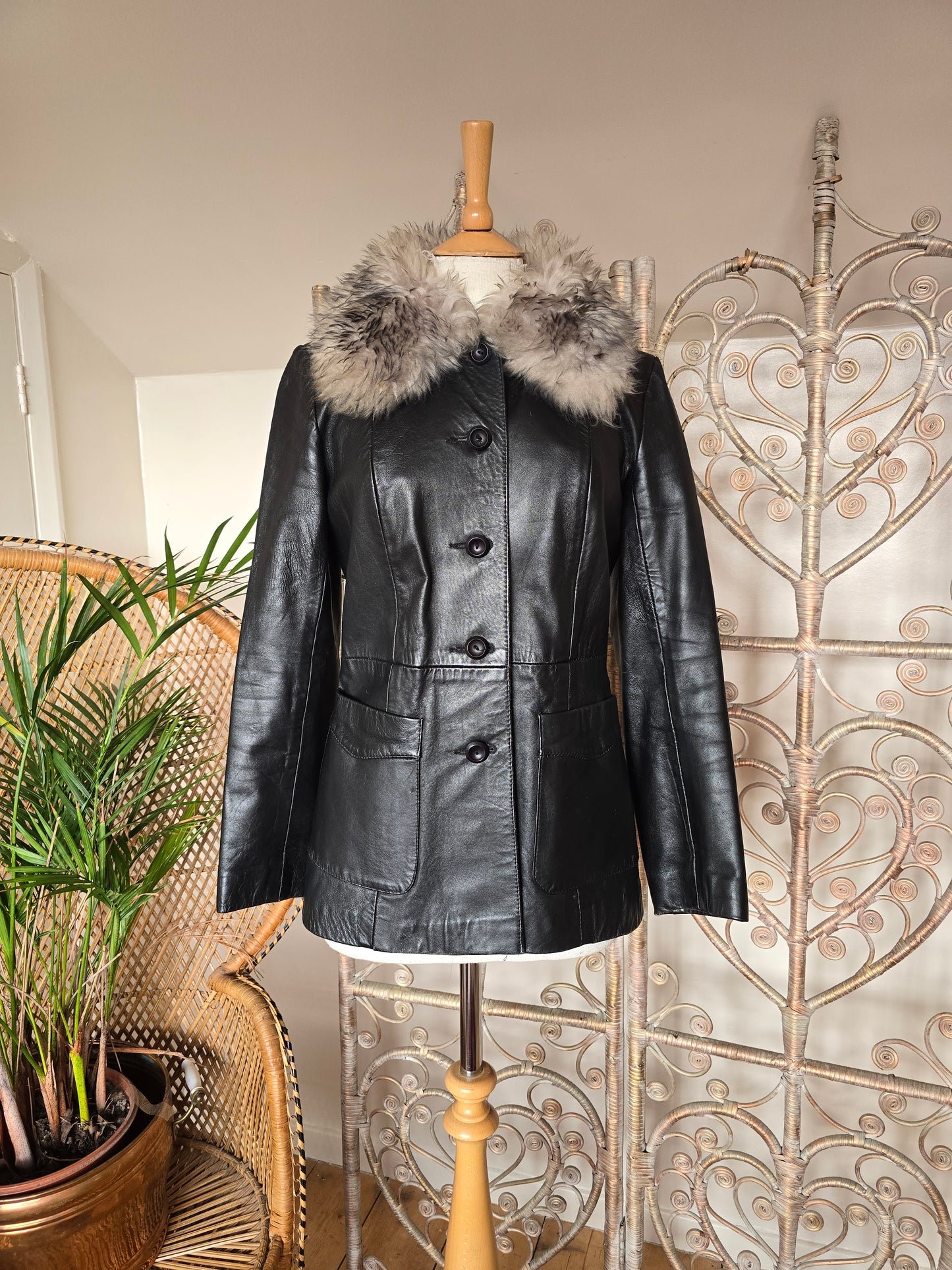Vintage leather 70s coat