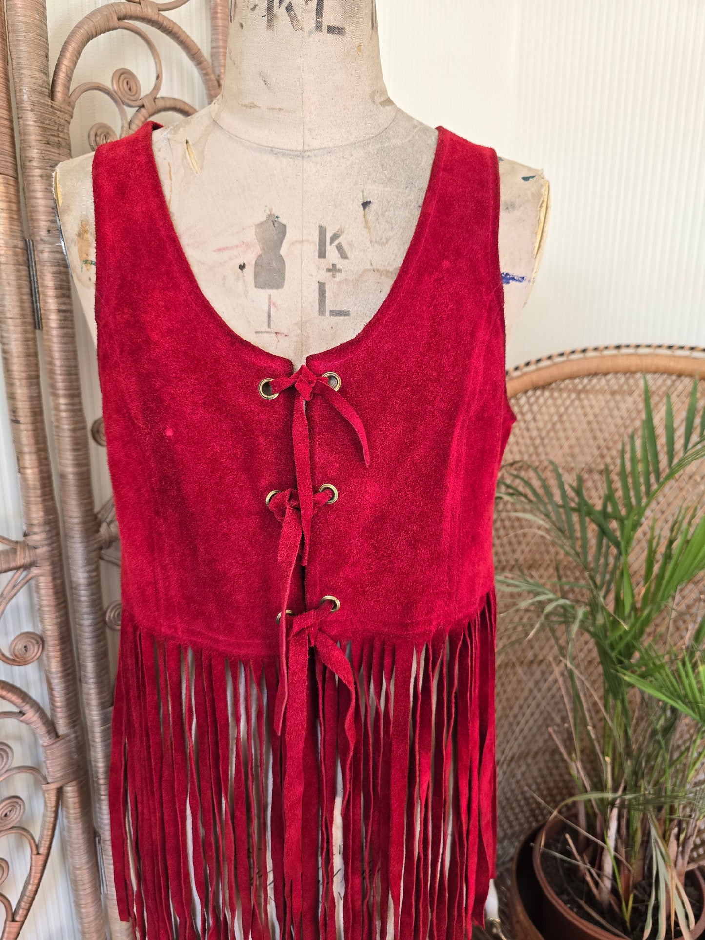 Vintage suede tassel waistcoat