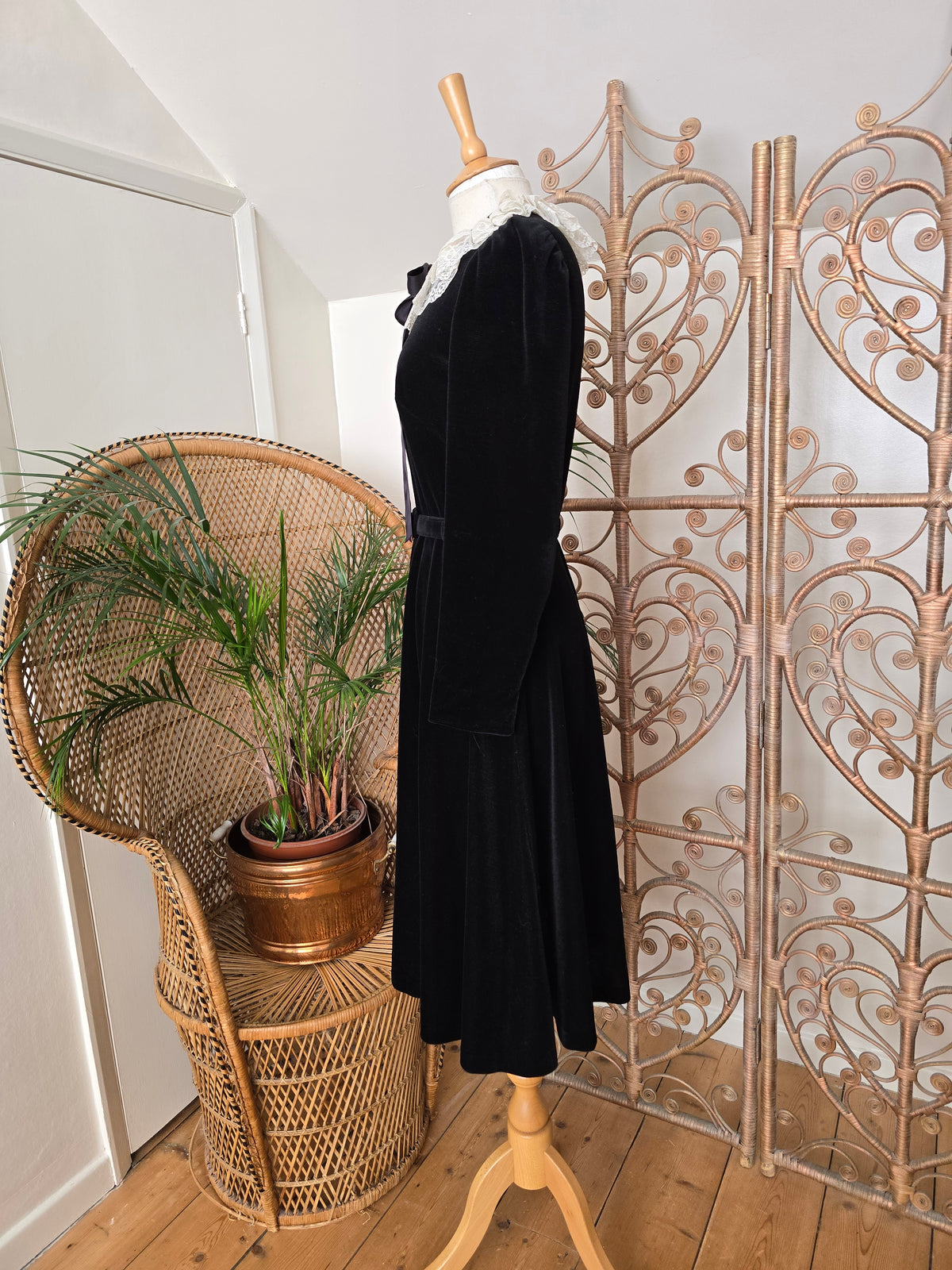 Vintage velvet lace collar dress