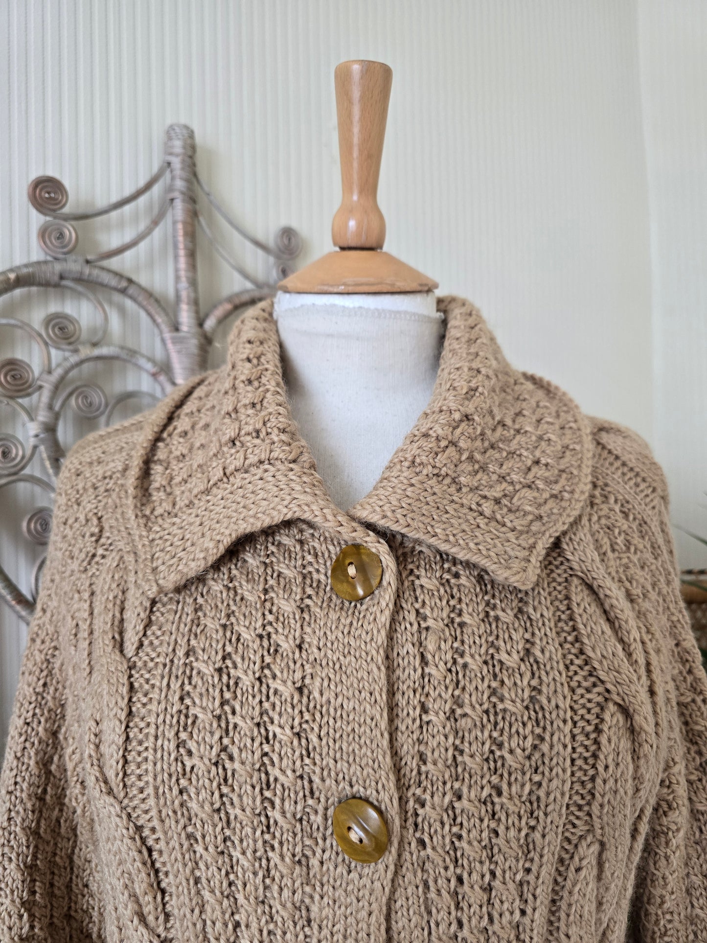 Vintage wool cable knitted cardigan