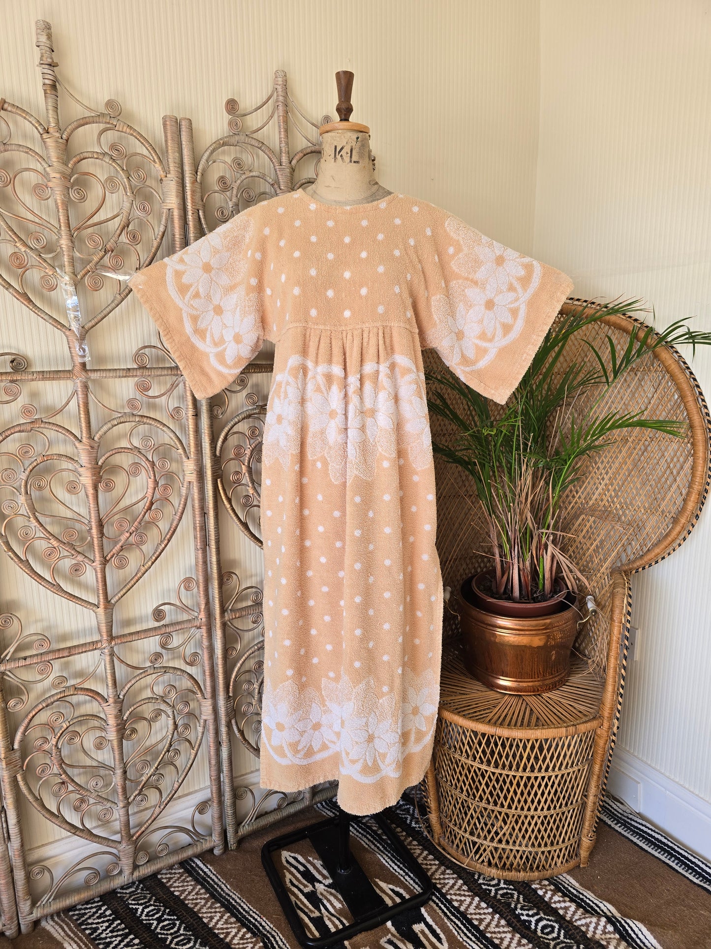 Vintage towelling kaftan dress